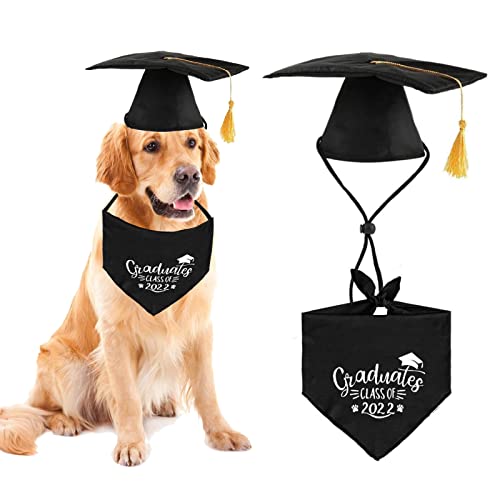 iFCOW Pets Graduation Cap and Graduates Class for Dog Cat 2022 Dog Bandana Dog Grad Party Costume Accessory von iFCOW