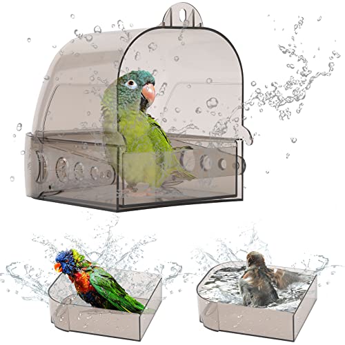 iFCOW Vogel Badewanne, hängende Vogeldusche Box Vogelbadewanne für Kanarienvögel Wellensittiche Papageien Nymphensittiche 15.5 * 13 * 15.3cm von iFCOW