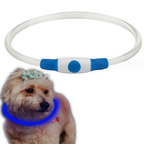 iJiZuo LED Leuchthalsband Hund Halsband USB wiederaufladbar, längenverstellbares Sicherheitshalsband für Haustiere, 500 m Sichtweite, Lichtmodi Sicherheit für Ihren Hund in der Nacht, 3 Modus(Blau) von iJiZuo