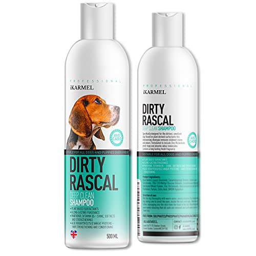 Dirty Rascal Hunde-Shampoo, tiefenreinigend, mit Aloe und Avocado, 500 ml, langanhaltende Desodorierung für Haustiere, Gerüche – professionelle Fellpflege und Duft für stinkenden, stinkenden Hunde von iKarmel