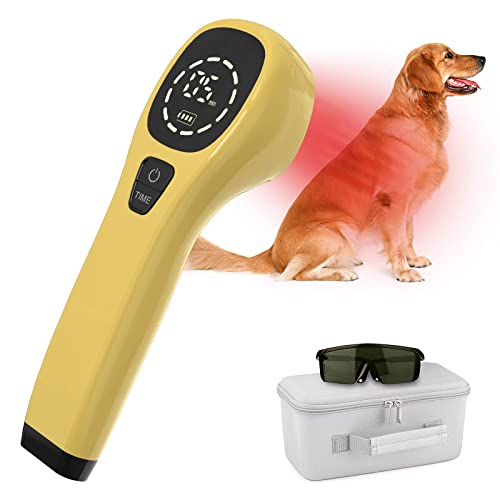 iKeener Haustier/Tierarzt Therapiegerät, Kalte Lasertherapie Lindert Gelenkschmerzen Tieren,Tragbares Rotlicht-Handtherapiegerät mit 650nm & 808nm Wellenlänge,für Pferde,Hunde,Katzen & Andere (Gold) von iKeener