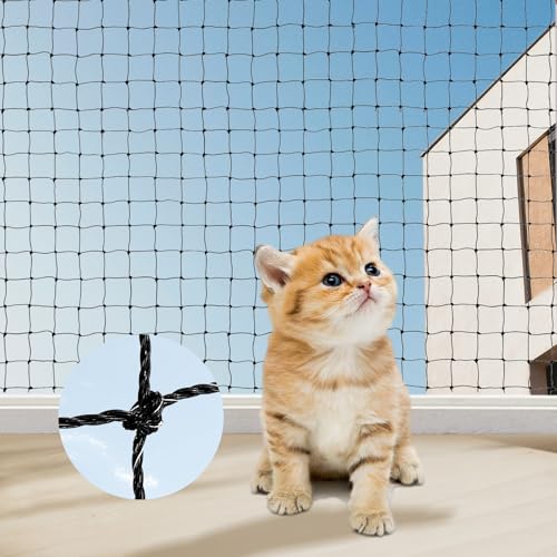 iMeshbean katzennetz für Balkon 4x3m, Balkonnetz Drahtverstärkt Sicherheitsnetz mit Befestigungsseil und Zubehör, Vogelschutznetz Katzenschutznetz Schwarz für Fenster Terrasse Türen (4x3m) von iMeshbean