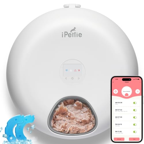 iPettie Donut Frost WiFi 6 Mahlzeit Automatischer Katzenfutterspender mit App-Steuerung, Trocken- & Nassfutter Automatischer Katzenfutterspender, Smart Dog Feeder mit Zwei Eispacks, Programmierbarer iPettie Donut Frost WiFi 6 Mahlzeit Automatischer Katzenfutterspender mit App-Steuerung, Trocken- & Nassfutter Automatischer Katzenfutterspender, Smart Dog Feeder mit Zwei Eispacks, Programmierbarer von iPettie