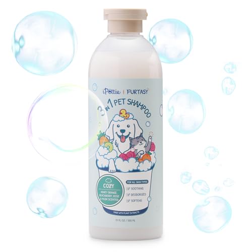 iPettie Furtasy Haustier-Shampoo, 3-in-1-Shampoo mit angenehmem Duft und Aloe- und Kräuterextrakten, beruhigend, desodorierend, weichmachend, alkoholfrei, ohne synthetische Farbstoffe, 500 ml von iPettie