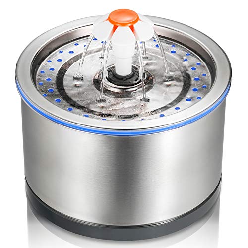 iPettie Katzen-Wasserbrunnen Edelstahl, 2,5 l, 4-stufige Filtration, Ultra Leise Metall Katze Wasserbrunnen mit LED-Licht & Filter für Haustier, Kitty & Hund iPettie Katzen-Wasserbrunnen Edelstahl, 2,5 l, 4-stufige Filtration, Ultra Leise Metall Katze Wasserbrunnen mit LED-Licht & Filter für Haustier, Kitty & Hund von iPettie