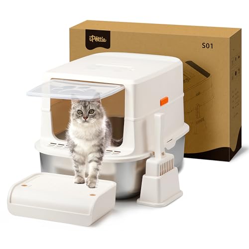 iPettie S01 20L Große Edelstahl-Katzentoilette, geruchsreduzierend, geruchsdichter Kohlefilter, geschlossene Katzentoilette mit Katzenstreuschaufel, leicht zu reinigen, Metall-Klo mit Deckel iPettie S01 20L Große Edelstahl-Katzentoilette, geruchsreduzierend, geruchsdichter Kohlefilter, geschlossene Katzentoilette mit Katzenstreuschaufel, leicht zu reinigen, Metall-Klo mit Deckel von iPettie