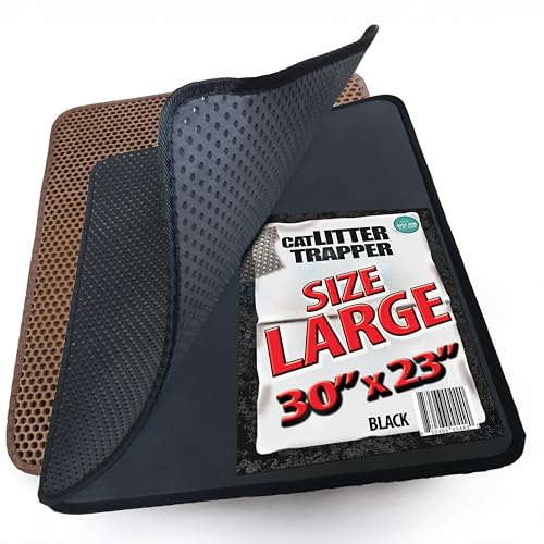 iPrimio Große Katzenstreu Trapper Matte mit exklusiven Urin/wasserdichte Schicht. größere Löcher mit Urin Puppy Pad Option für Messy Katzen. Weich auf Pfoten und leicht (schwarz Farbe) von iPrimio