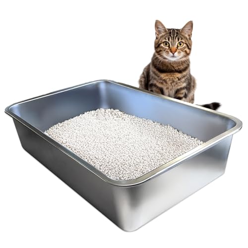 iPrimio Ultimative Katzentoilette aus Edelstahl – absorbiert nie Gerüche, Flecken oder Rost – Keine Rückstände bilden – einfache Reinigung Katzentoilette entworfen von Katzenbesitzern (1 Pfanne) von iPrimio