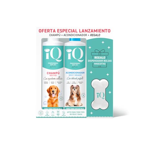 iQ Pet Care Neutrales Shampoo + Entwirrungsspülung für Haustiere, komplette Pflege für alle Haartypen und Rassen von Katzen und Hunden | inklusive Beutelspender - 600 ml von iQ Pet Care