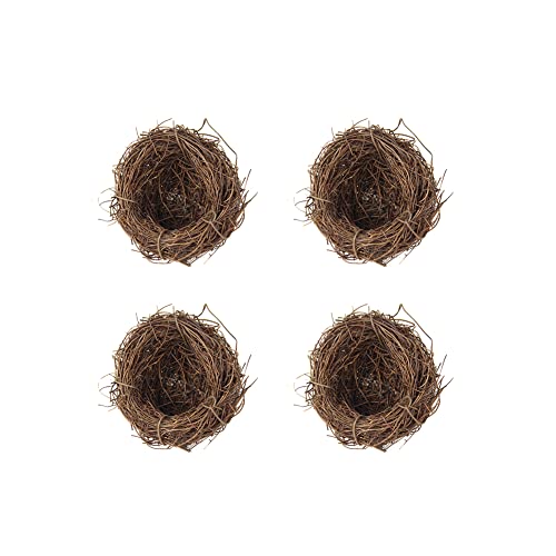 iSpchen 4pcs Vogelnest Osternest, Vogelnest Handgewebt mit Kunsteiern, Künstliche Vögel Nest Hanffäden Vögel Nest Orament Nest Für Vögel, Rattan Ostern Vogelnest Deko DIY Osterkorb Grasnest Frühling von iSpchen