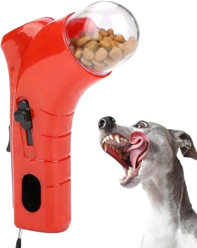 iacnait Cat Treat Launcher Gun, Snack Dispenser Toy, Pet Feeding Interactive Toys for Pet Exercise Training (Red) von iacnait