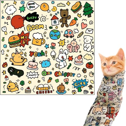 iacnait Cat Wrap, Cat Anti Bite Bag, Used for Trimming Pets' Nails, Cleaning and Caring Tools, Restraining Pets and Preventing Them from Being Scratched (55 * 55CM) von iacnait