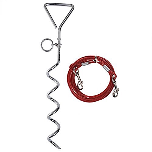 iapyx® Anlegespirale Anlegepflock mit Hundeleine 4.5m Meter Bodenanker Erdanker mit Laufleine von iapyx