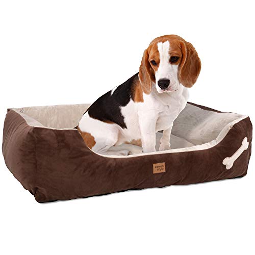 ib style® Happy Buddy Hundebett | Haustierbett für Hunde & Katzen | Anti-Rutsch Unterseite | mit Reißverschluss | M | Braun von ib style