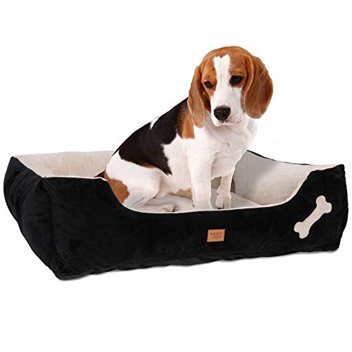 ib style® Happy Buddy Hundebett | Haustierbett für Hunde & Katzen | Anti-Rutsch Unterseite | mit Reißverschluss | M | Schwarz von ib style