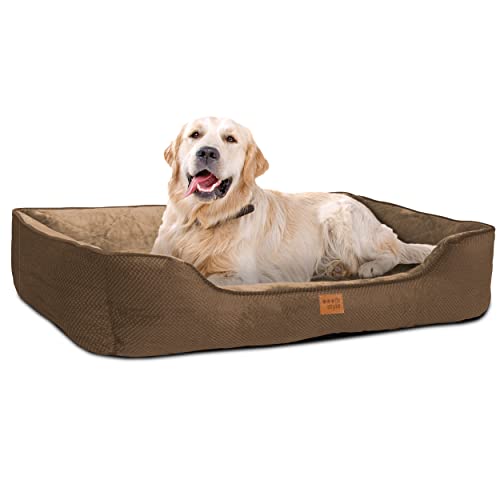 ib style Milo Hundebett, Hundekorb waschbar, Hundecouch, Schlafplatz mittelgroße Hunde, Hundesofa, Anti-Rutsch, L Braun von ib style