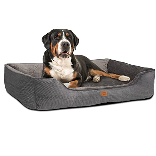 ib style® Happy Milo Hundebett | Körbchen für Hunde & Katzen | mit Reißverschluss | Größe: XL | Grau von ib style