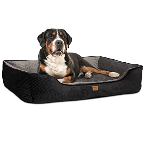 ib style® Happy Milo Hundebett | Körbchen für Hunde & Katzen | mit Reißverschluss | Größe: XL | Schwarz von ib style