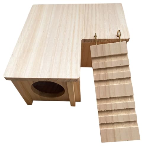 ibasenice 1 Satz Hamster Massivholzhaus klein drinnen Haustier Tiere Hasenhäuser und Verstecke hamsterhaus nagerhaus Hamster Holzhaus Hamster Versteckhaus Hamsternest Hasenschloss Hasenhaus von ibasenice