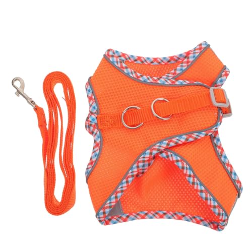 ibasenice 1 Satz Hundegeschirr-Set Leine Welpe Körperpflege Züchten Hundegürtel Gehen Einstellbar Klein Haustier Zug Hundetraining Hundezubehör Hundeweste Orange Polyester von ibasenice