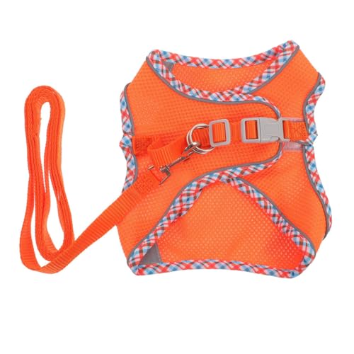 ibasenice 1 Satz Hundegeschirr-Set klein Gehen Haustierleine Körperpflege züchten Welpe leichtes hundegeschirr reflektierendes hundegeschirr Hundeweste Haustier Hund Weste Polyester Orange von ibasenice