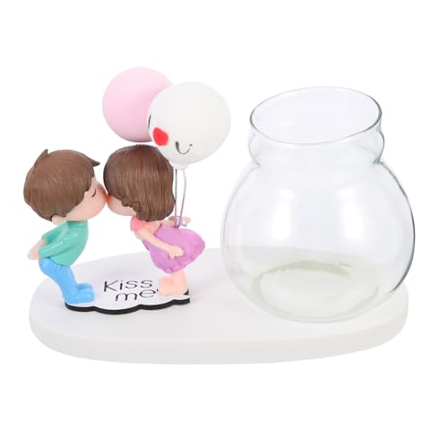 ibasenice 1 Satz Kleine Glasvase mit Resin Pärchen Hydroponische Pflanzenstation für Romantische Tischdekoration für Hochzeit ibasenice 1 Satz Kleine Glasvase mit Resin Pärchen Hydroponische Pflanzenstation für Romantische Tischdekoration für Hochzeit von ibasenice