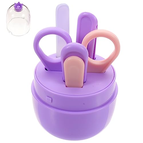 ibasenice 1 Satz Baby Nagelschere Babypflegeprodukte Sachen Für Babyjungen Baby-maniküre-Set Baby-Essentials Nagelset Mit Süßem Etui Babyanzug Violett Kleinkind Schneidemaschine Abs Gewidmet von ibasenice