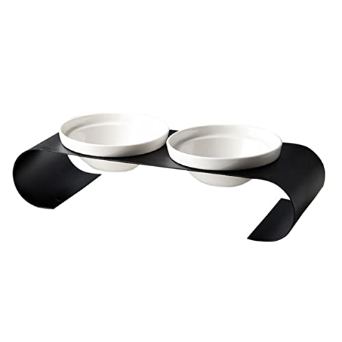 ibasenice 1 Stück Haustiernapf tierfutter pet Bowl Dog Bowl katzenschüssel keramikschüssel erhöhte katzenwassernäpfe drinnen Dual groß Katzennapf aus Keramik Eisengestell Doppelschüssel Weiß von ibasenice