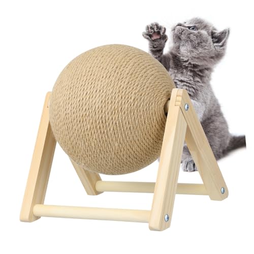 ibasenice 1 Stück Holz Kratzball für Katzen Interaktives Kratzspielzeug V Förmiger Sisalball für Katzen für Balkon und Garten Schützt Möbel und Befriedigt Kratzinstinkt von ibasenice