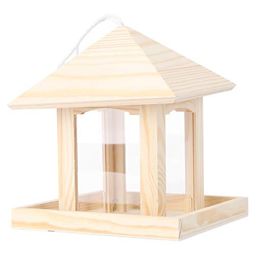 ibasenice 1 Stück Vogelhäuschen aus Holz Outdoor- Garten vogelhäuschen Container vogelfutterspender vogelfutterhäuschen hängender Futterspender im Freien Gartenverzierung hölzern von ibasenice