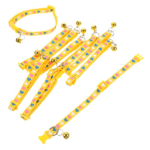 ibasenice 10 Stück Liebe gedruckte Halskette Name einstellbar Glocken Hund mittel Hundehalsbänder klein Katze hundehalsband Kragen mit Herzmuster Welpenhundkragen PVC Yellow von ibasenice
