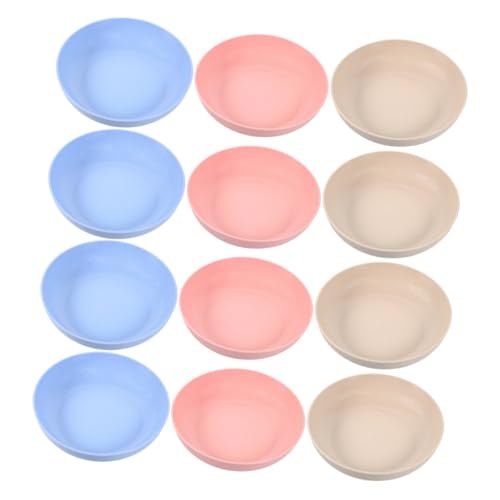 ibasenice 12 Stück Teiliges Katzenfutter und Wassernapf Flach Ergonomisch rutschfest für Kätzchen und Kurzbeinige Katzen Beige Rosa und Blau Spülmaschinenfest und Leicht zu Reinigen von ibasenice