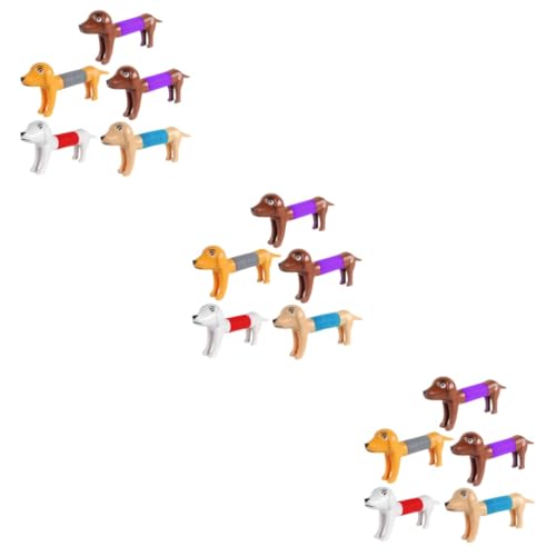 ibasenice 15 STK Stressabbauendes Hundespielzeug Spielzeuge Gastgeschenke Teleskop-Welpenspielzeug tierisches Pop-Tube-Spielzeug Druckspielzeug Karikatur Kordelzug Plastik von ibasenice