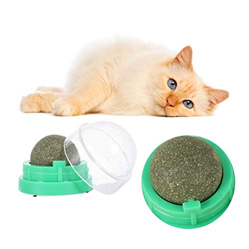 ibasenice 2stücke Katzenminze Kugel Katzenleckball Mit Verdauungsförderer Für Katzen Haustier Spielzeug Natur Katzenminze Und Actinidia Polygama Snacks Drehbare Katzenbeißball Grün von ibasenice