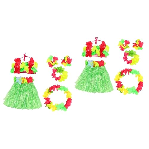 ibasenice 2 Sätze 6 STK Hula Tanz Kleidung Schmuck Für Kinder Hawaiianische Blumenkette Tropisches Partyzubehör Mädchen Luau Hula Röcke Hula-Tanz-Girlande Stoff Geschenk Erdfarben Bankett von ibasenice