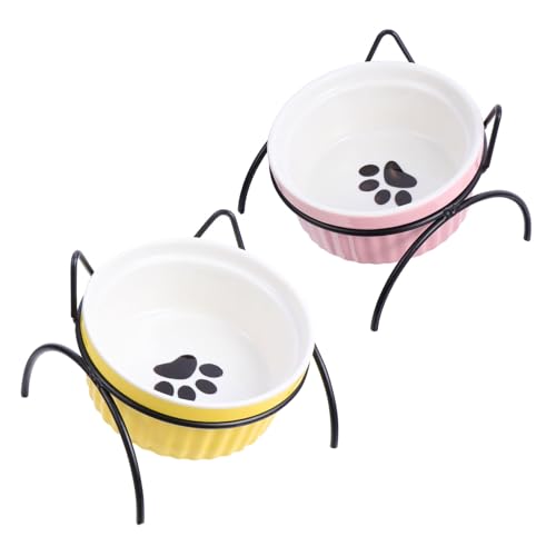 ibasenice 2 Sätze Katzennapf mehrere Steigleitung Stand erhöht Ergonomisch drinnen katzenfutter katzenzubehöhr katzenzubehör für Katzen zubehör Katzenbedarf Wasserspender für Katzen Keramik von ibasenice