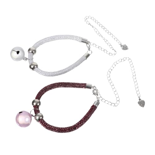 ibasenice 2 Stück Glockenhalsband Für Haustiere Versorgung Mit Haustierhalsbändern Hunde Bling Bling Katzenhalsband Kabel Rassen Katzenhalsband Kätzchenhalsbandkette Bellen Metall von ibasenice