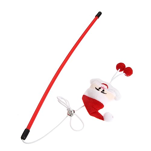 ibasenice 2 Stück Interaktives Katzenspielzeug Santa Claus Teaser Sticks für Drinnen Katzenangel mit Weihnachtlichem Design Fördert Bewegung und Spielspaß für Wohnungskatzen von ibasenice