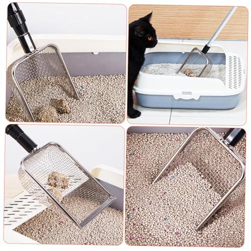 ibasenice 2 Stück Katzenschaufel Teilig mit Stufigem Teleskopgriff Feines Sieb Ergonomisch Schwarz Robuste Katzentoilettenschaufel für Effektives Klumpensieben und Komfortable von ibasenice