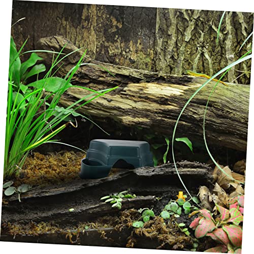 ibasenice 2 Stück Reptilienversteck mit Futterschale und Wassernapf Langlebige Kunststoff Terrarienhöhle für Schildkröten Echsen und Schlangen Übungsplattform und Dekoration von ibasenice