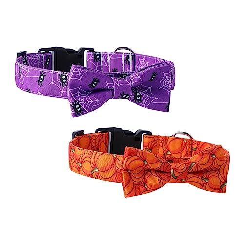 ibasenice 2 Stück Teiliges Halloween Halsband für Hunde mit Abnehmbarem Fliegen Kragen Verstellbar und Sicher für Halloween Partys mit Kürbis und Spinnenmuster von ibasenice