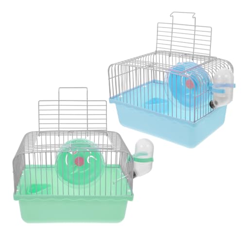 ibasenice 2 Stück Teiliges Tragbares Hamster-reisekäfig Trinkflasche und Laufrad Leichter Kunststoff Drahtkäfig für Kleine Haustiere Einfach zu Reinigen für Outdoor-Transport und Beobachtung von ibasenice