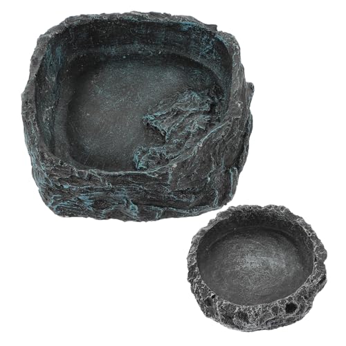 ibasenice 2 Stück Tierische Wasserschale Reptilienfütterung Terrarium Futterspender Für Eidechsen Gecko Water Bowl Reptilien-Terrarium- Haustier Schildkrötenschale Schlangengericht Harz von ibasenice
