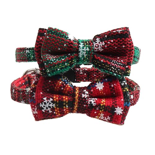 ibasenice 2 Stück Verstellbares Katzenhalsband Set Weihnachtsdesign Rot und Grün Bequemes Langlebiges Haustierhalsband für Katzen und Kätzchen Festliche Haustieraccessoires von ibasenice
