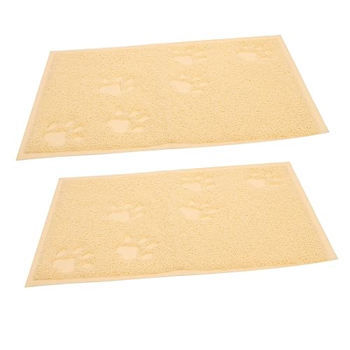 ibasenice 2stücke PVC Katzenstreu Matte rutschfeste Wasserfeste Matte Für Innenräume Langlebige Kratzfeste Katzentoilette Unterlage Beige von ibasenice
