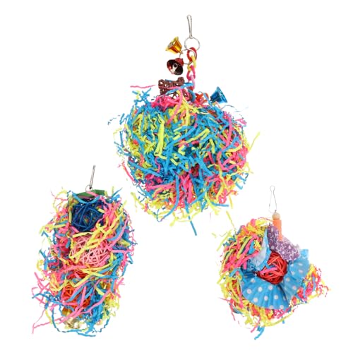 ibasenice 3 Stück Bunte Papageien Spielzeuge Kauspielzeug für Vögel als Käfig Zubehör Geeignet für Wellensittiche und Nymphensittiche Zufällige Farbe Zufällige Farbe von ibasenice