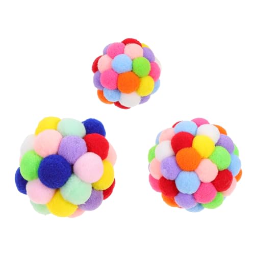 ibasenice 3 Stück Interaktive Katzenball Spielzeuge Elastische Katzenspielzeuge für Spiel und Bewegung Bunte Langlebige Bälle für Katzen von ibasenice