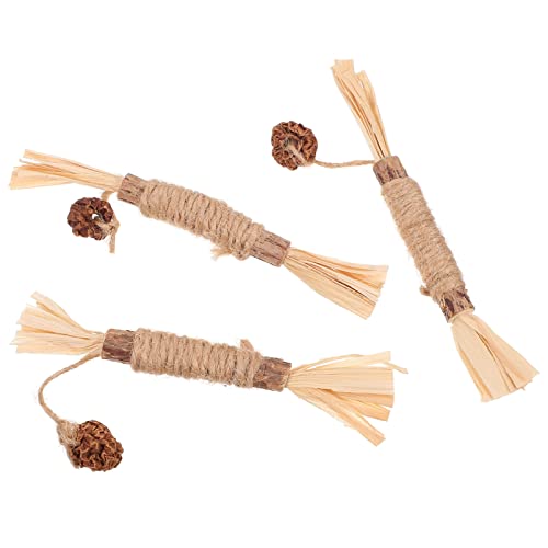 ibasenice 3 Stück Katzen-Teaser Kaustäbchen Für Katzen Katzenzähne Reinigendes Kauspielzeug Katzenzähne Reinigung Reinigungsspielzeug Katzenspielzeug Polygonum Holz von ibasenice