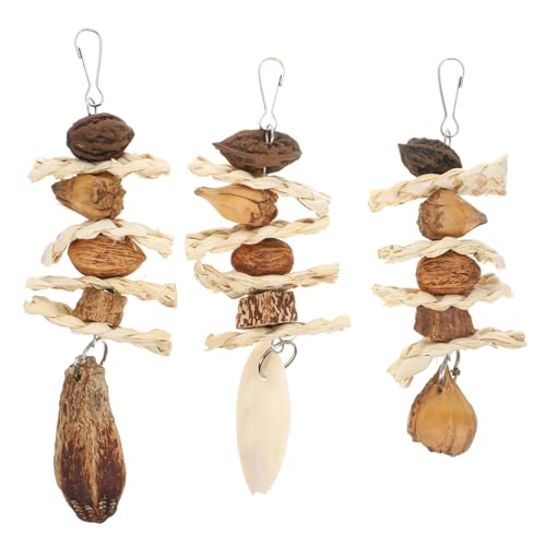ibasenice 3 Stück Natürliches Holzspielzeug für Papageien zum Kauen und Langlebig Sicher mit Dekorativem Design als Vogelkäfig hängespielzeug für Kleine Vögel und Wellensittiche von ibasenice