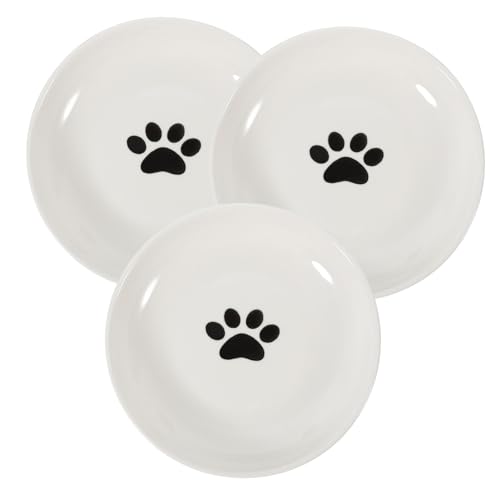 ibasenice 3Stücke Flache Katzenfutter Und Wasserschalen Keramik Haustierplatten Mit Rutschfester Silikonunterlage Für Gesunde Von Kleinen Katzen von ibasenice